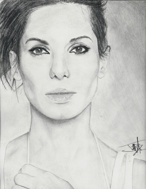 Items similar to Graphite Drawing, Sandra Bullock, Limited edition ...