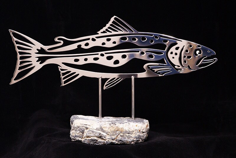 Lazy Trout. Metal sculpture made of polished by INOXDREAMS on Etsy