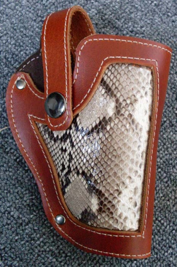 Barsony Leather Python Snake Skin Holster for SnubNose or