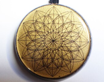 Sacred Flower Orgonite® pendant aura protect Orgone energy generator