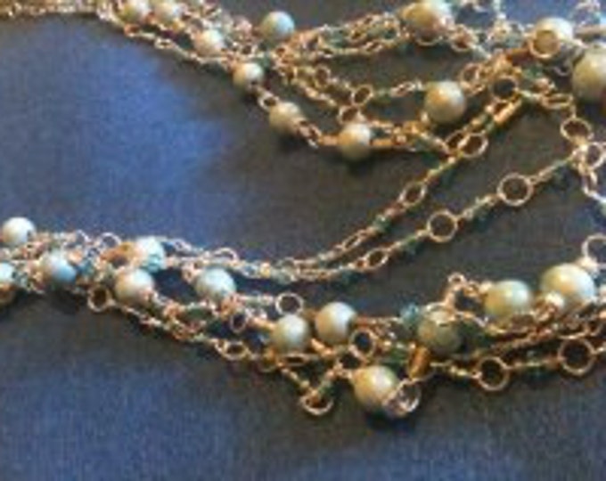 silver blue ceramic & glass necklace