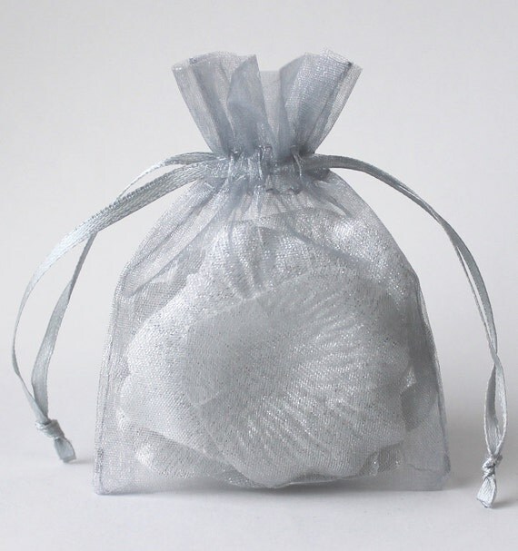 100 Silver Organza Bags Sheer Favor Bags Organza Jewelry