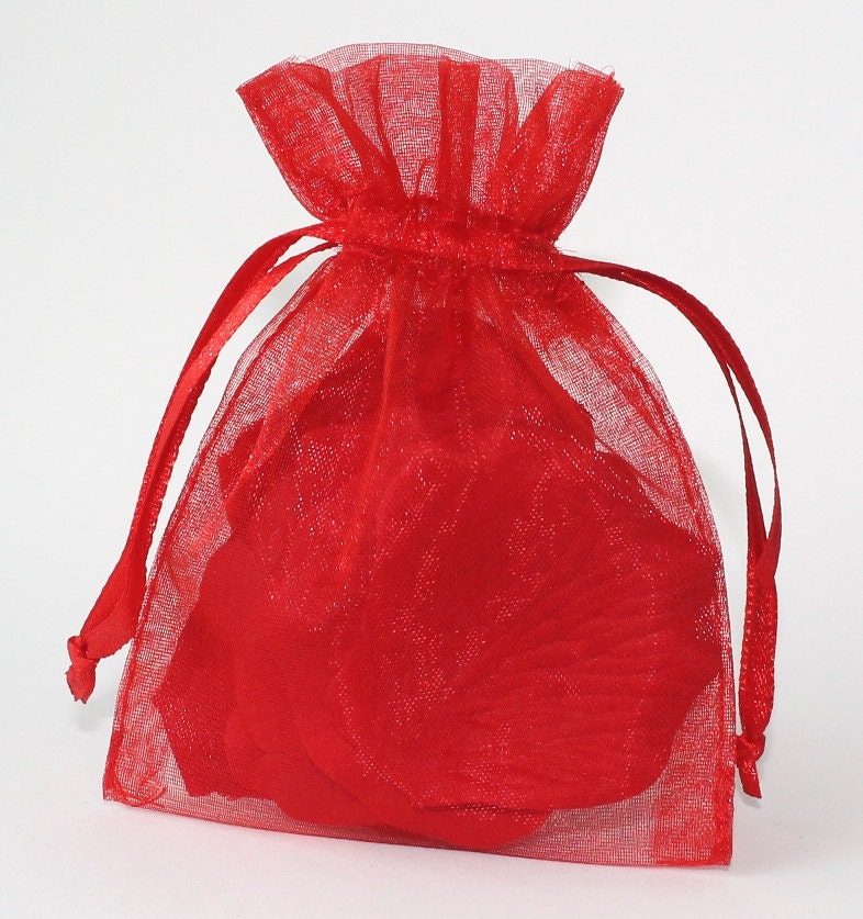100 Red Organza Bags Sheer Favor Bags Organza Jewelry Bags