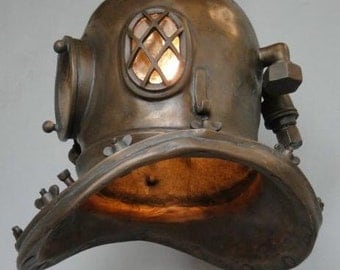 Antique Mark V Divers Helmet Hanging Light Fixture