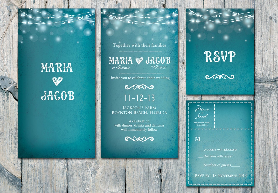 back invitations Welcome fairy lights wedding