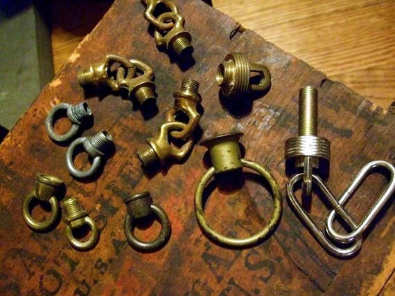 Lot of Vintage Lamp Parts Threaded Hangers for Swag / Hanging