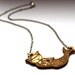 Mermaid Cat Necklace - LAST ONE hand drawn illustration laser cut from birch wood