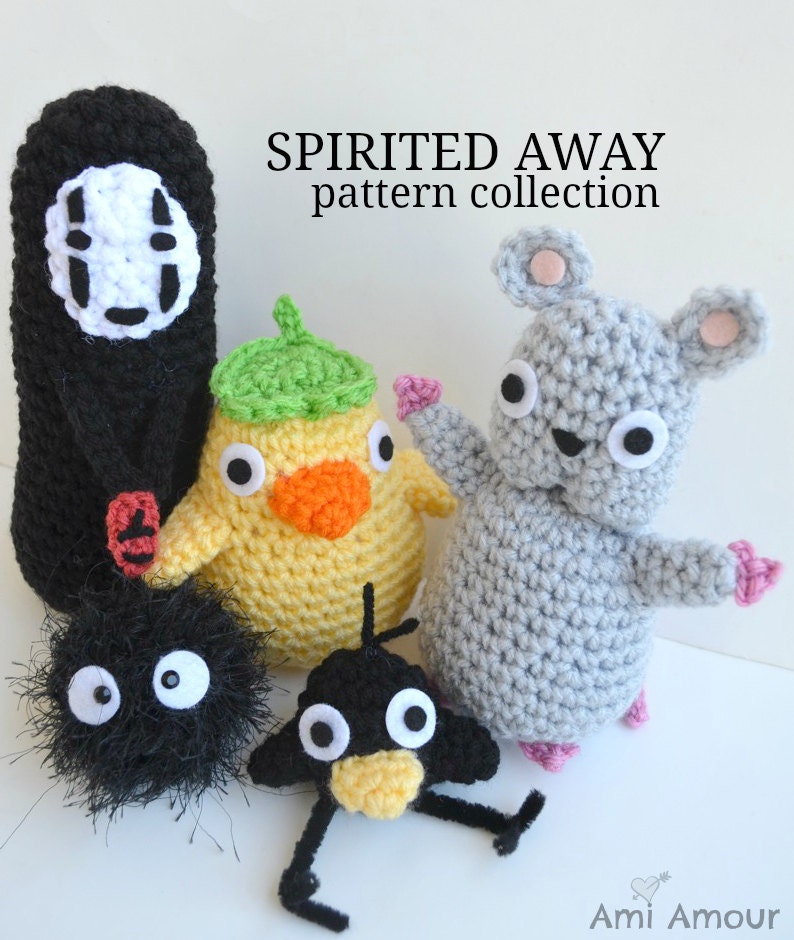 Spirited Away crochet pattern set Mouse Soot Sprite No Face