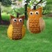 Hoot Owl embroidered felt Christmas tree ornaments in ochre brown (set of 2 birds)
