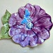 Ceramic Flower Bowl with dragonfly Eggplant Purple