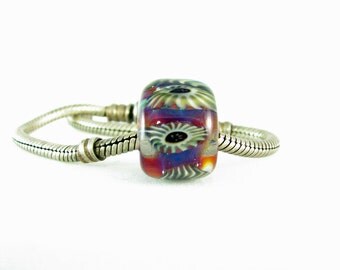 Large Hole Big Hole Lampwork Glass Bead Flowers in Your Hair SRA