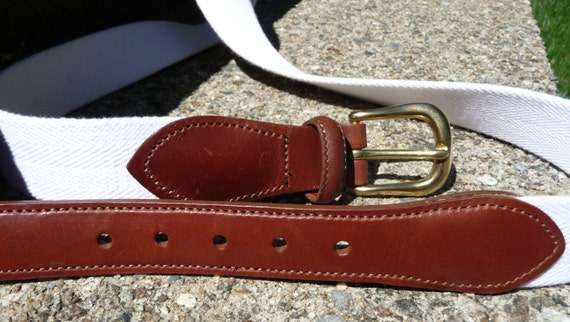 COACH White Surcingle Belt Cotton Webbing Brown by AngelGrace