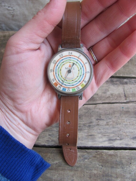 vintage c. 1970s watchstyle pedometer / mile counter West