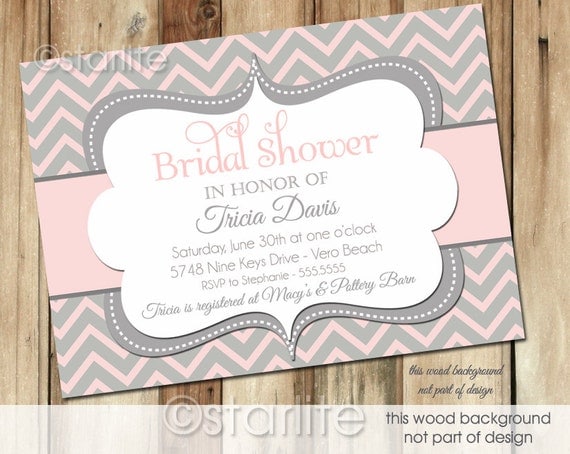 Pink And Gray Bridal Shower Invitations 9