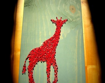 Modern String Art Wooden Tablet - Giraffe Silhouette