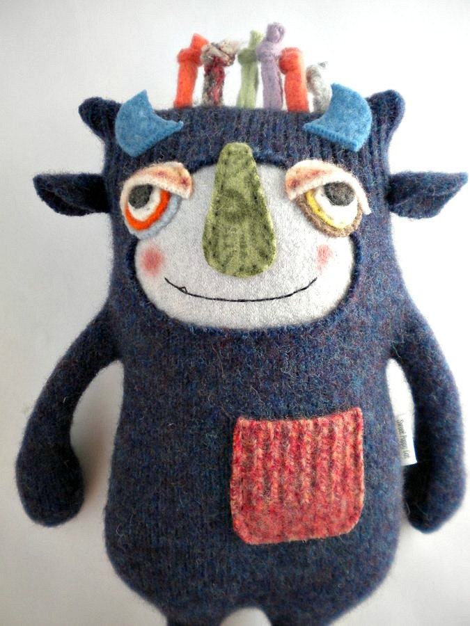 Sweater Monster Stuffed Animal Repurposed Upcycled Wool