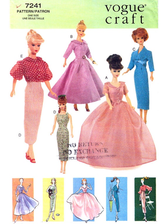 Vogue 7241 Vintage Barbie Doll Clothes Pattern UNCUT Original Vogue 7241 vintage barbie doll clothes pattern uncut original