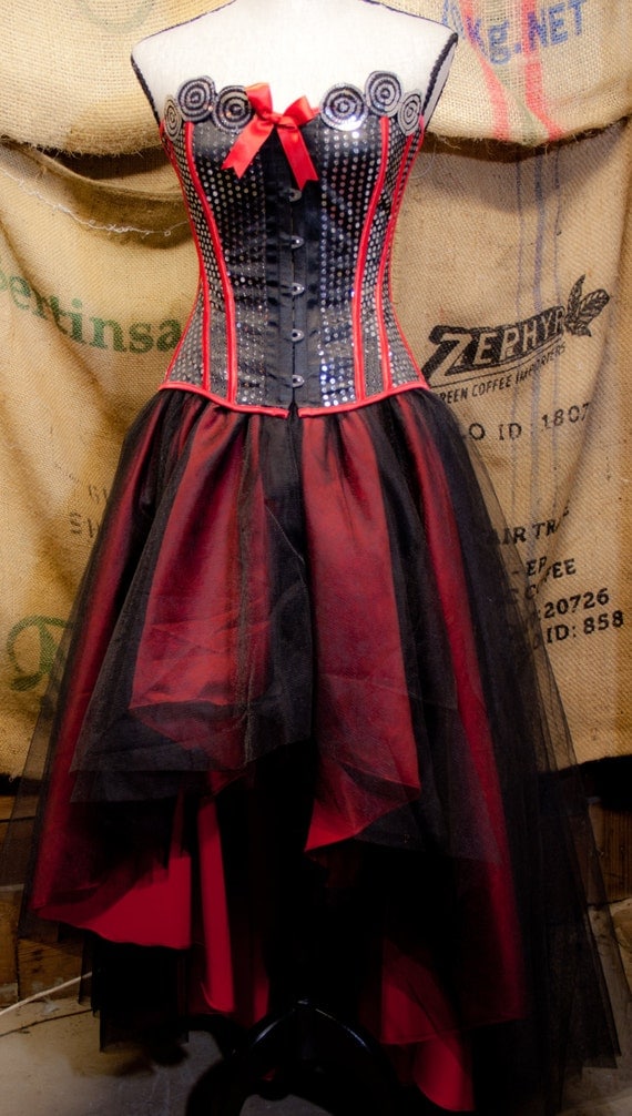 diablo 1 jewelry Red Gothic Black dress Burlesque Corset skirt tulle with Prom