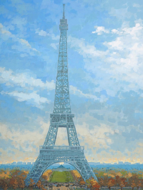 Eiffel Tower Impressionist Painting Print by TreelineArtShop