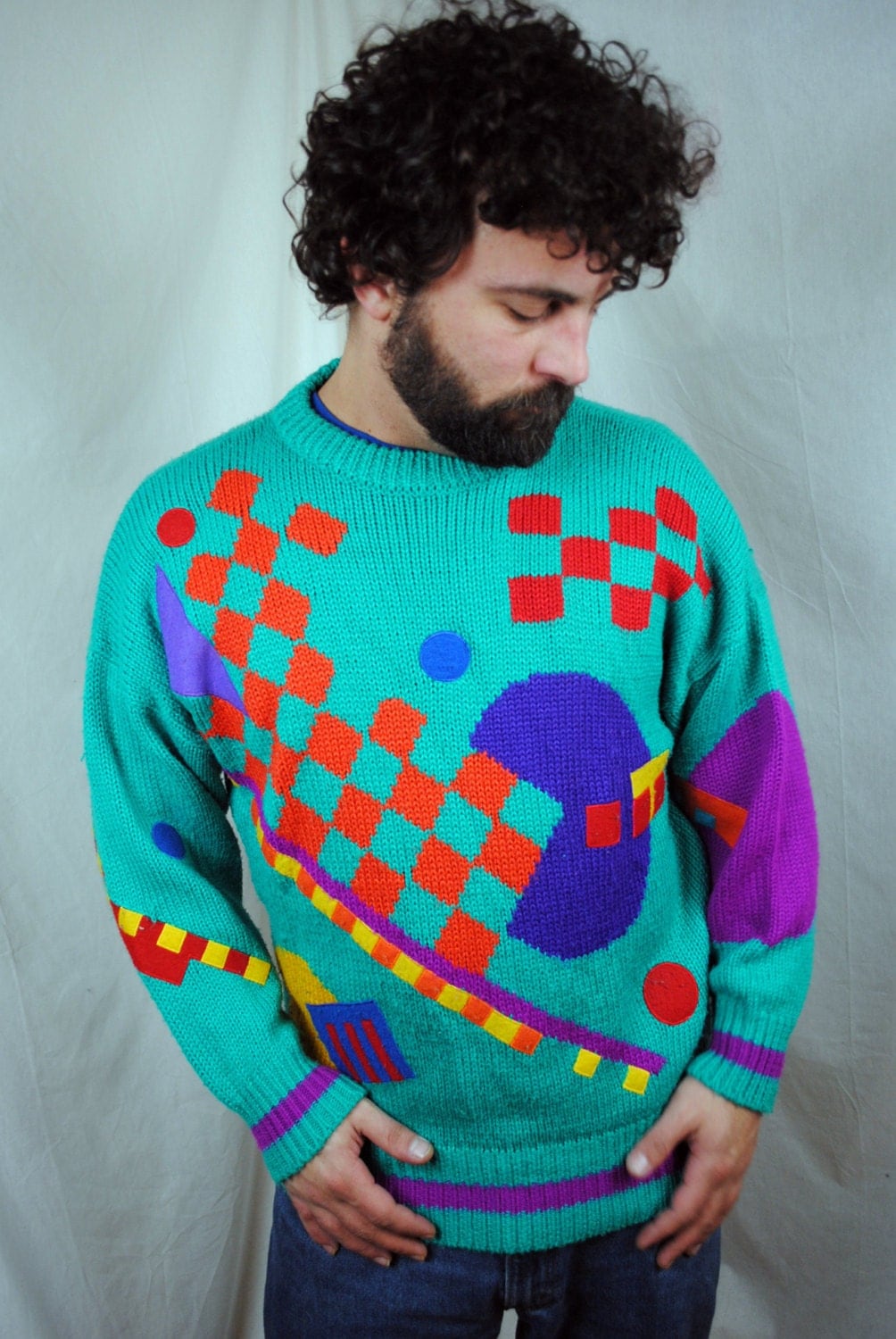 Vintage Rainbow Geometric Esprit 1980s Sweater