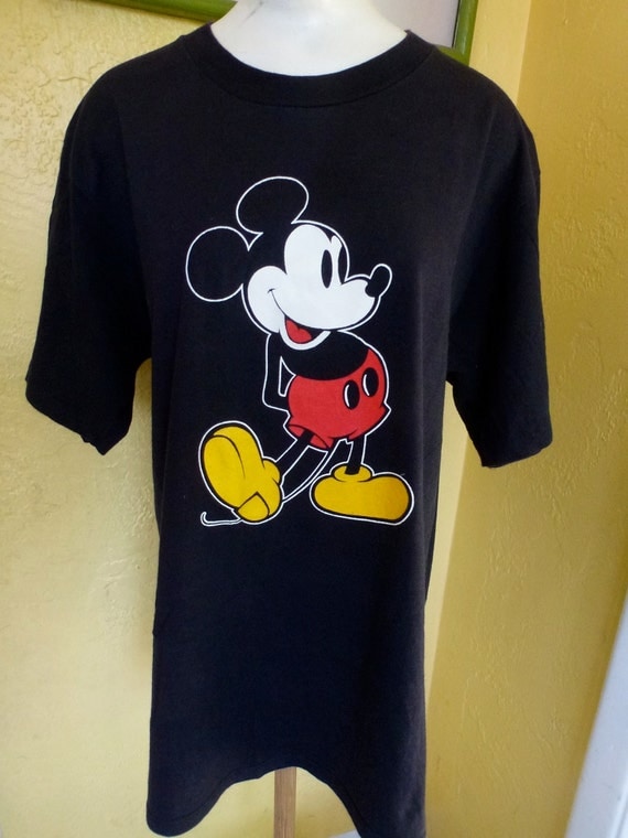 Mickey Mouse black vintage t shirt Disney tee size L/XL
