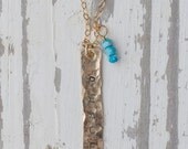 Customizable PEACE Charm Necklace | Gifts for Change| Custom Hammered| Gold Bar Necklace| Gifts under 50 | Engraved Coordinates | Gold