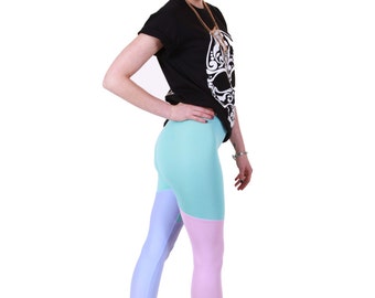 High Waist Pastel Sprinkle Skate Faded Legging - Blue