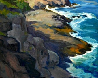 From The Headlands, Monhegan. Large Oil on Canvas, 20x26 Plein Air Impressionist Seascape, Signed Original Oil Painting
