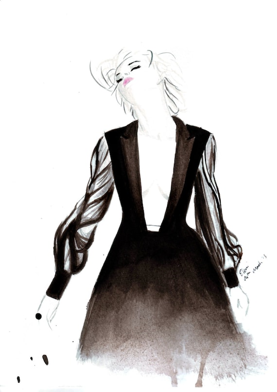 Watercolour Fashion illustration Titled Ashleigh