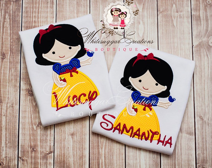 Princess White as Snow Appliqued Shirt - Custom Baby Girl Princess Shirt - Baby Girl Outfit