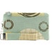 Aqua blue clutch purse in modern fabric with circle pattern - OOAK bag
