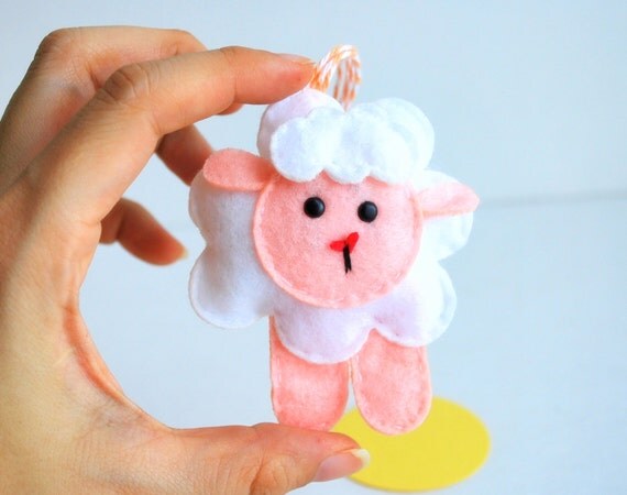 Christmas Ornament Plush Toy, Mini sheep white Lamb Ornament , Felt A743 Il_570xn