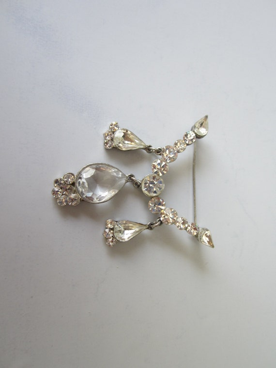 ON HOLD Vintage Rhinestone Pin/ 1930s Paste Brooch/ Coat Pin/ Hollywood ...