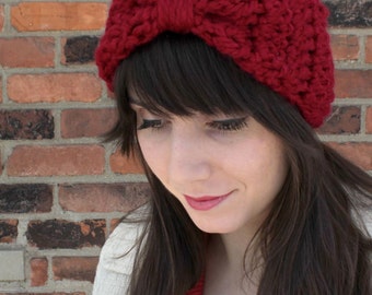 CROCHET PATTERN Bow Ear Warmer Headband Crochet Ear Warmer