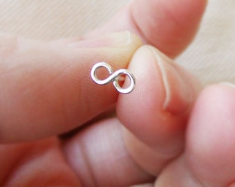Infinity Stud Cartilage Earring in Sterling Silver, Yellow Gold Filled and Rose Gold Filled
