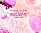 Candy Land Pink Birthday Party Invitation