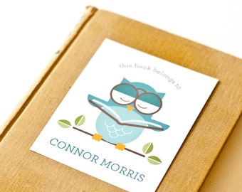 Personalized Bookplates, Children's Bookplate Sticker // OWL