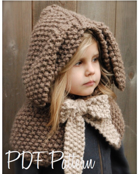Knitting PATTERN-The Royalynn Rabbit Hood 6/9 month 12/18
