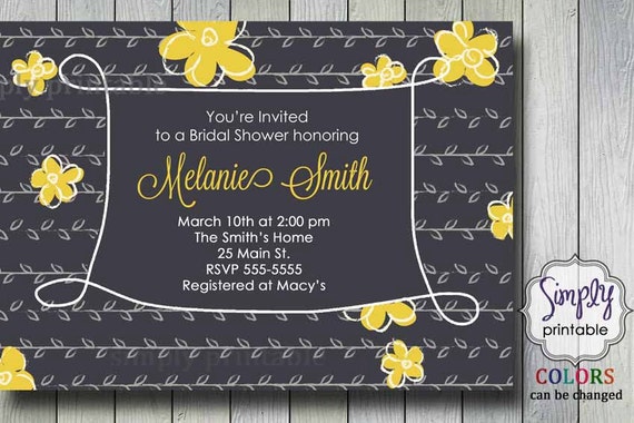 Yellow and Gray Bridal Shower Invitation Il_570xn
