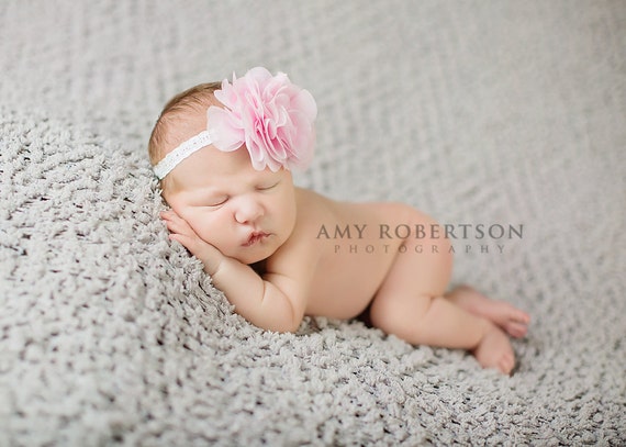 115 New baby headband for wedding 377 Baby Headband  Girl Headband  Wedding Headband  Light Pink Ruffled   