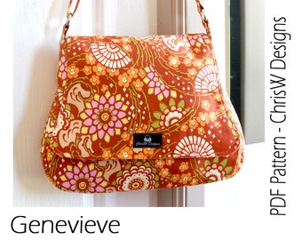 PDF Messenger bag pattern with 3 versions included in the pattern - Genevieve by ChrisW Designs - Instant download