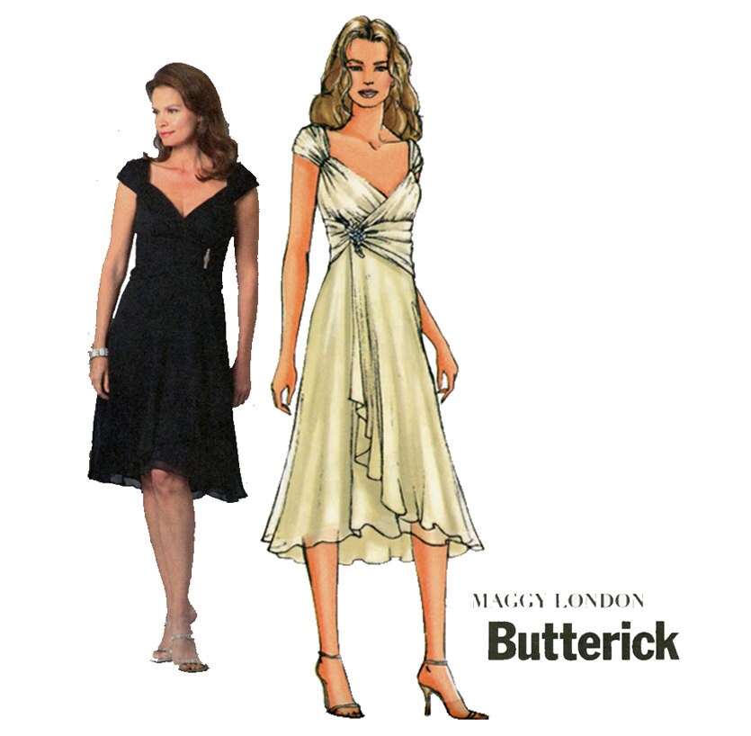  Evening  Dress  Pattern  Butterick B4657 Misses Surplice Draped