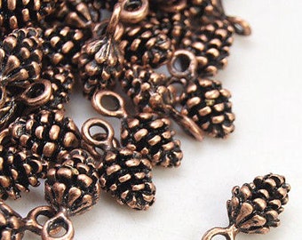 Charms : 10 pieces Antique Copper Pine Cone Charms / Copper Ox Pinecone Pendants ... Lead & Nickel Free Jewelry Findings 909.H6C