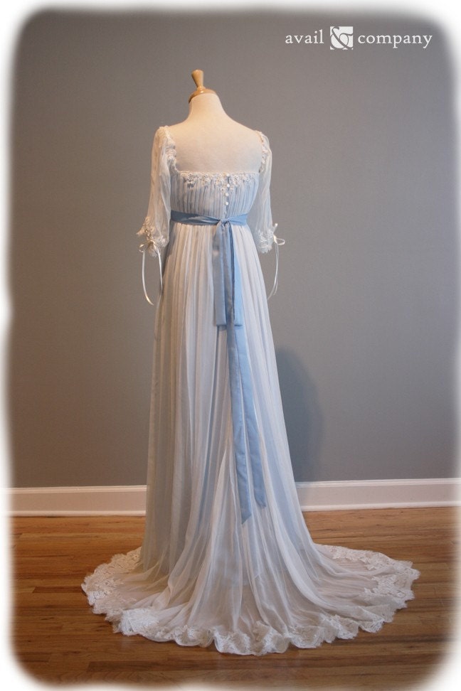 Edwardian Wedding Dress Blue Wedding Dress Custom Made