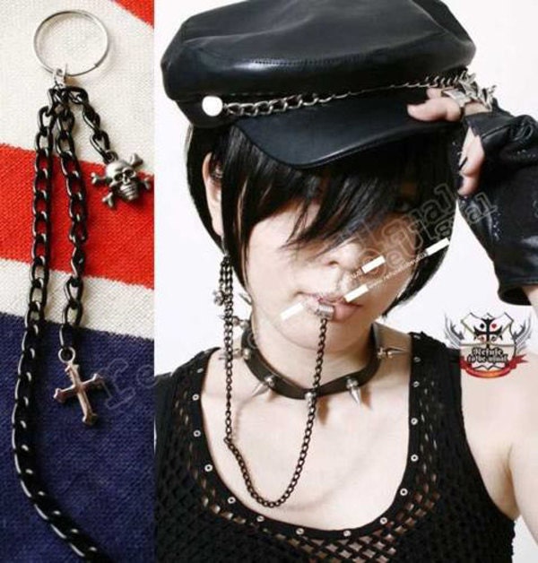 Punk RTBU Goth Earring and lip Chain Body Jewelry Labret I