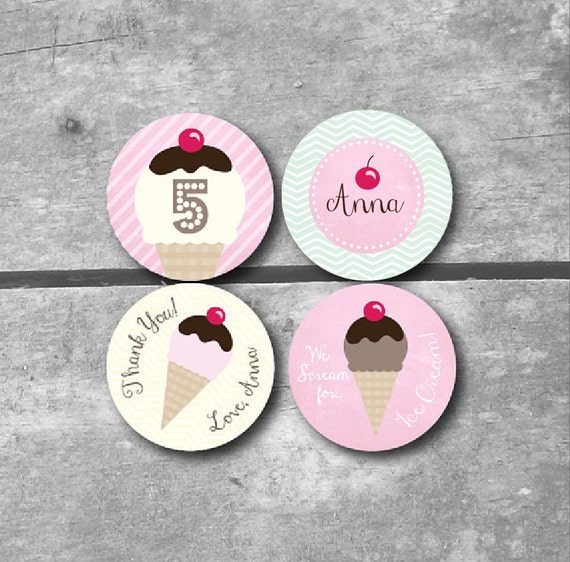 Ice Cream Sundae Social Parlor Party Collection - Printable Party Circles by Itsy Belle Il_570xn