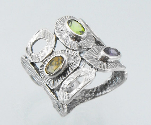 Sterling silver ring, wide silver ring, open work silver ring (41794 ...