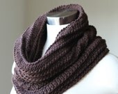 Brown Knit Cowl - Circle Scarf - Infinity Scarf - Chunky Knit Snood - Winter accessories - READY TO SHIP - Unisex Cowl