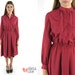 70s Secretary Dress Vintage Shirt Waist Dress Bee-Hive Print 70s Printed Dress / x-small / small