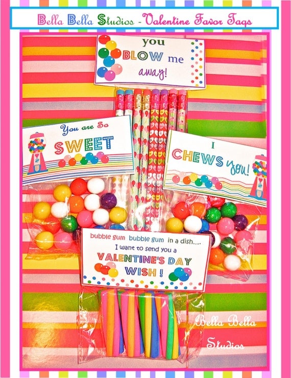 Valentine's Day Bubble Gum PRINTABLE Favor TAGS / Cards - Instant Download by Bella Bella Studios Il_570xn